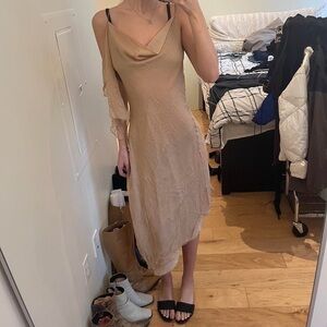 Nordstrom Beige Asymmetrical Maxi Dress